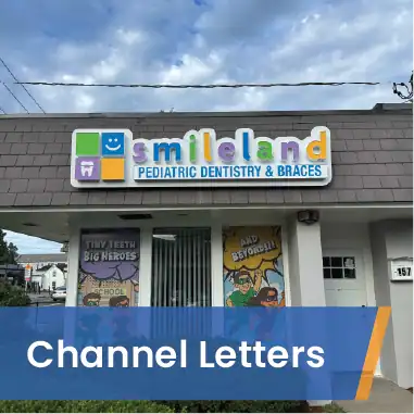 Illuminated channel letters installed for Smileland Dental