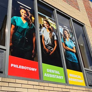 Window Graphics 18 Window graphics installed at Boston Career Institute
