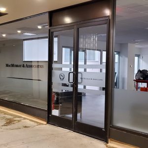 Window Graphics 15 Frosted vinyl graphics on law office windows for privacy