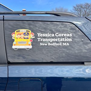 Custom vehicle graphics on transportation company van