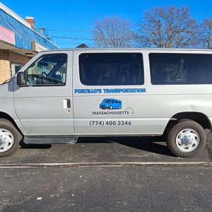 Custom van graphics for transportation company vehicle