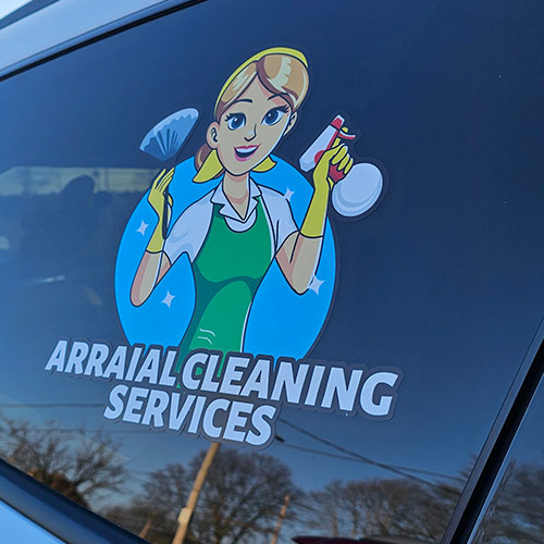 Vehicle Graphics 5 Custom vinyl graphic applied to vehicle window