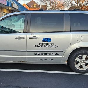 Custom van graphics for transportation company fleet vehicle
