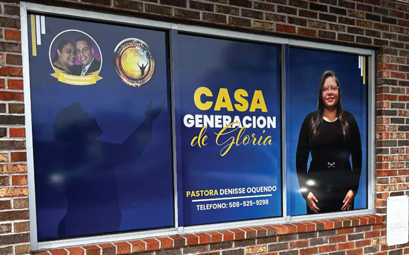 Custom graphics applied to church windows