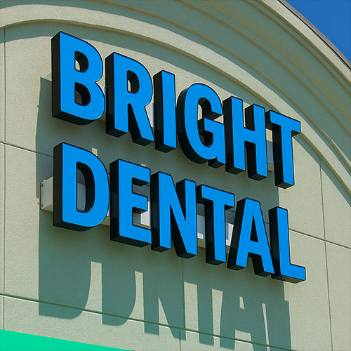 Channel letters sign for dental office exterior