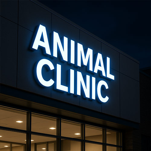 Channel letters sign installed at animal clinic