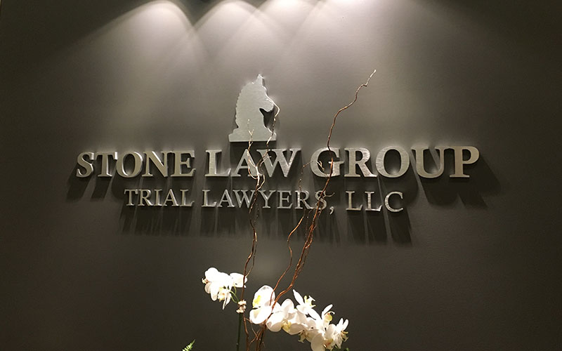 Dimensional Letters 1 Lobby logo sign created from flat cut acrylic