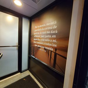 Window Graphics 14 Window graphics applied to church glass for branding and identity
