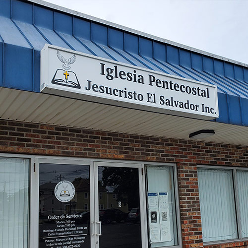 Illuminated cabinet sign for church exterior branding