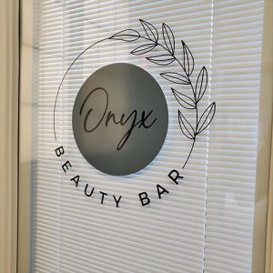 Window Graphics 13 Custom vinyl graphics applied to glass door