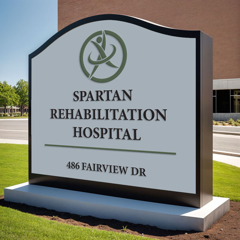 Custom monument sign for Spartan Rehabilitation Hospital