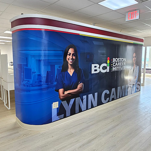 Custom wall graphics installed at Boston Career Institute